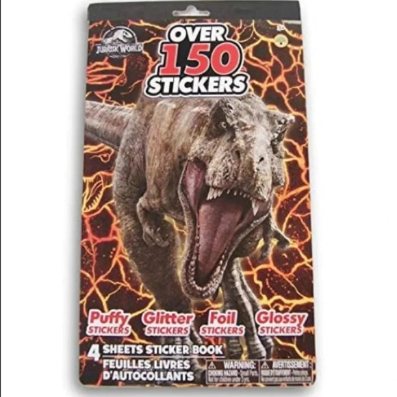 🆕 Jurassic World Dinosaur Sticker Pad - 4 Pack - Picture 1 of 3